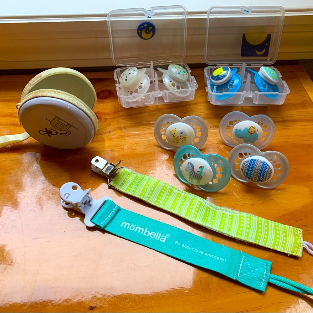 Mam pacifier lot with carry case and two straps